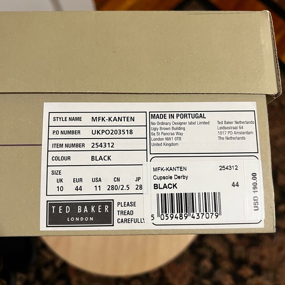 Ted Baker Kanten Black Leather Derby Sneakers 11